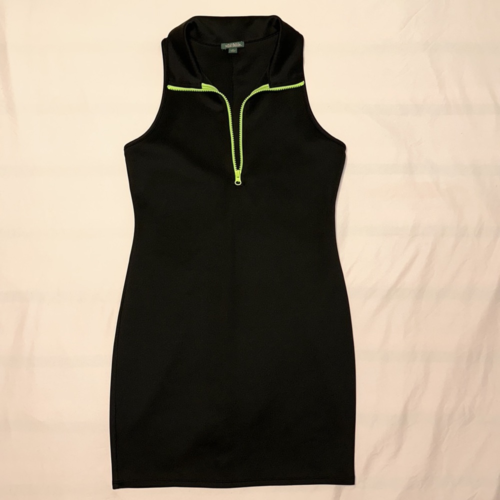 Wild Fable Black Dress with Green Zipper